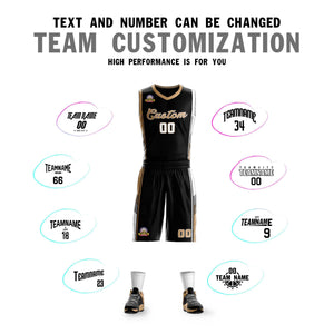 Custom Black Old Gold-White Classic Sets Sports Uniform Basketball Jersey