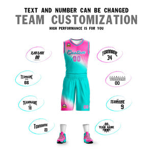 Custom Rose Red Aqua Gradient Fashion Sports Uniform Basketball Jersey
