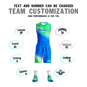 Custom Light Green Blue Gradient Fashion Sports Uniform Basketball Jersey