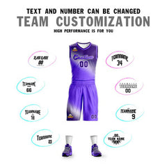 Custom Dark Purple-Purple Gradient Fashion Sports Uniform Basketball Jersey