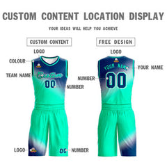 Custom Navy Neon Green Gradient Fashion Sports Uniform Basketball Jersey