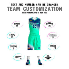 Custom Navy Neon Green Gradient Fashion Sports Uniform Basketball Jersey