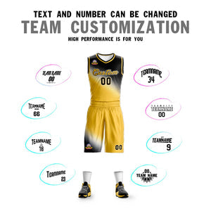 Custom Black Yellow Gradient Fashion Sports Uniform Basketball Jersey