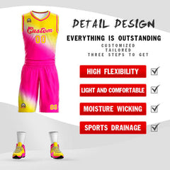 Custom Gold Rose Red Gradient Fashion Sports Uniform Basketball Jersey