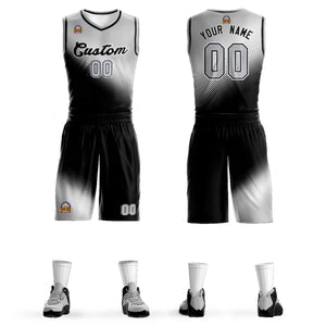 Custom Light Gray Black Gradient Fashion Sports Uniform Basketball Jersey
