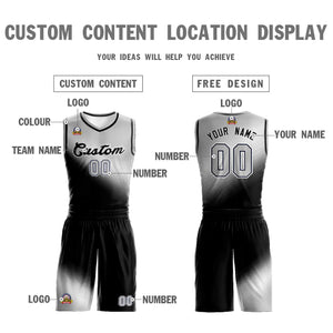 Custom Light Gray Black Gradient Fashion Sports Uniform Basketball Jersey