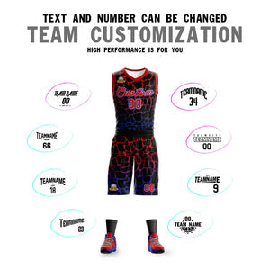 Custom Black Pink-Blue Spotted Graffiti Pattern Sports Uniform Basketball Jersey
