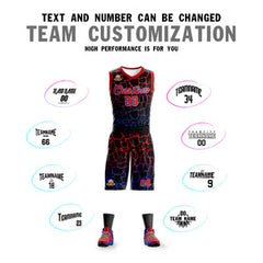 Custom Black Pink-Blue Spotted Graffiti Pattern Sports Uniform Basketball Jersey