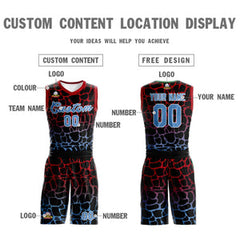 Custom Black Red-Powder Blue Spotted Graffiti Pattern Sports Uniform Basketball Jersey