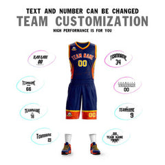 Custom Navy Orange-White Graffiti Pattern Sets Lightning Basketball Jersey