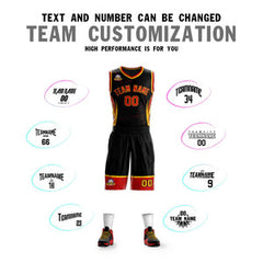 Custom Black Red-Gold Graffiti Pattern Sets Lightning Basketball Jersey
