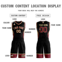 Custom Black Maroon-Khaki Graffiti Pattern Sets Lightning Basketball Jersey