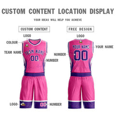 Custom Pink Purple-White Graffiti Pattern Sets Lightning Basketball Jersey