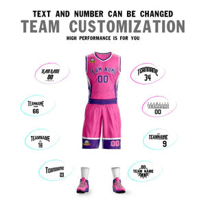 Custom Pink Purple-White Graffiti Pattern Sets Lightning Basketball Jersey