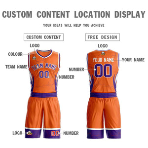 Custom Orange Purple-White Graffiti Pattern Sets Lightning Basketball Jersey