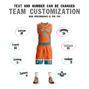 Custom Orange Teal-White Graffiti Pattern Sets Lightning Basketball Jersey
