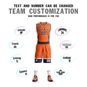 Custom Orange Navy-White Graffiti Pattern Sets Lightning Basketball Jersey