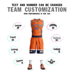 Custom Orange Navy-White Graffiti Pattern Sets Lightning Basketball Jersey