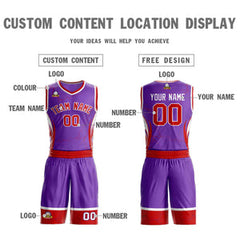 Custom Purple Red-White Graffiti Pattern Sets Lightning Basketball Jersey