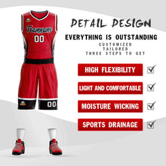 Custom Red Black-White Graffiti Pattern Sets Lightning Basketball Jersey