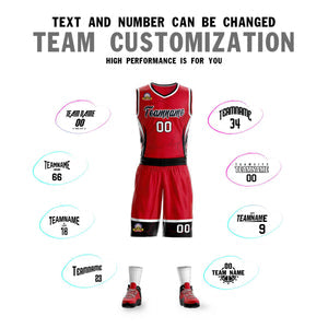 Custom Red Black-White Graffiti Pattern Sets Lightning Basketball Jersey