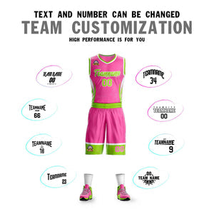 Custom Pink Neon Green-White Graffiti Pattern Sets Lightning Basketball Jersey