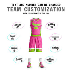 Custom Pink Neon Green-White Graffiti Pattern Sets Lightning Basketball Jersey