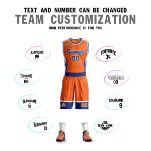 Custom Orange Royal-White Graffiti Pattern Sets Lightning Basketball Jersey