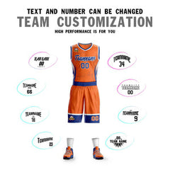 Custom Orange Royal-White Graffiti Pattern Sets Lightning Basketball Jersey