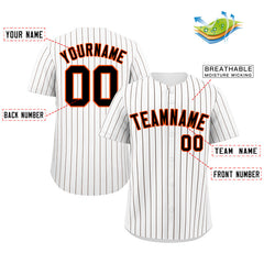 Custom White Brown-Orange Bull Stripe Fashion Authentic Baseball Jersey