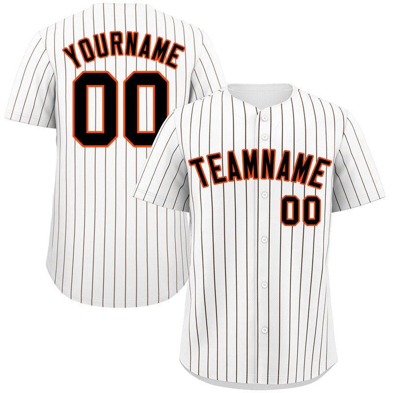 Custom White Brown-Orange Bull Stripe Fashion Authentic Baseball Jersey