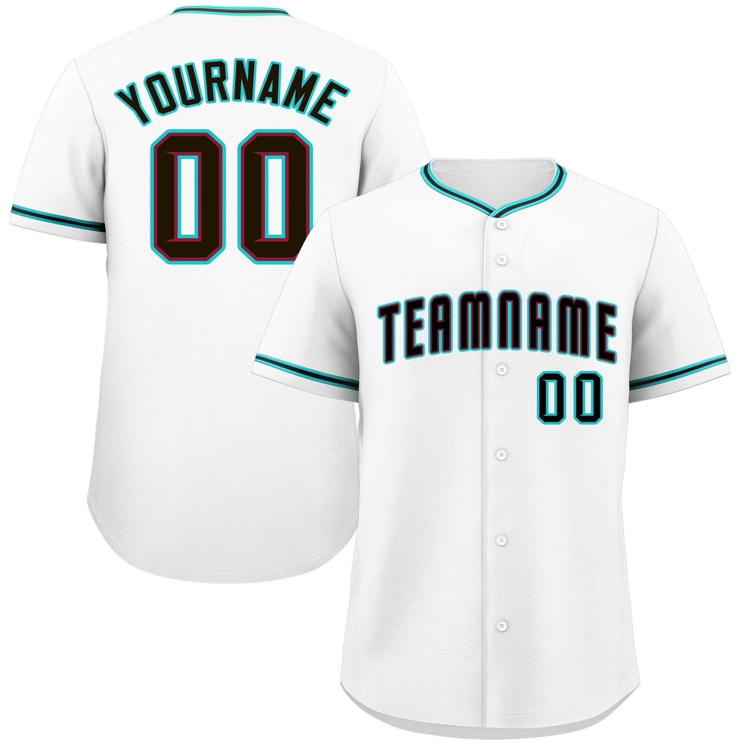 Custom White Black-Aqua Classic Style Authentic Baseball Jersey