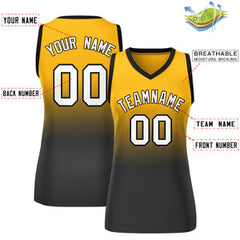 Custom Yellow Black Gradient Fashion Tops Mesh Basketball Jersey For Women