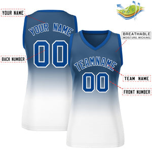 Custom Navy White Gradient Fashion Tops Mesh Basketball Jersey For Women