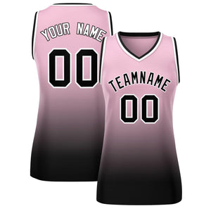 Custom Pink Black Gradient Fashion Tops Mesh Basketball Jersey For Women