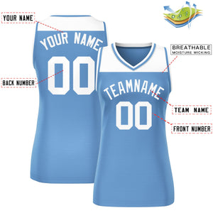 Custom White Light Blue Color Block Fashion Tops Mesh Basketball Jersey For Women