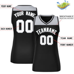 Custom Gray Black Color Block Fashion Tops Mesh Basketball Jersey For Women