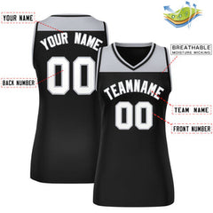 Custom Gray Black Color Block Fashion Tops Mesh Basketball Jersey For Women