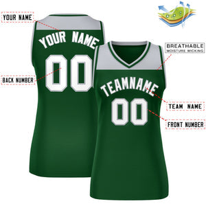 Custom Gray Green Color Block Fashion Tops Mesh Basketball Jersey For Women