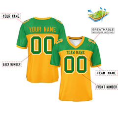 Custom Yellow-Kelly Green Raglan Sleeves Fashion Authentic Football Jersey