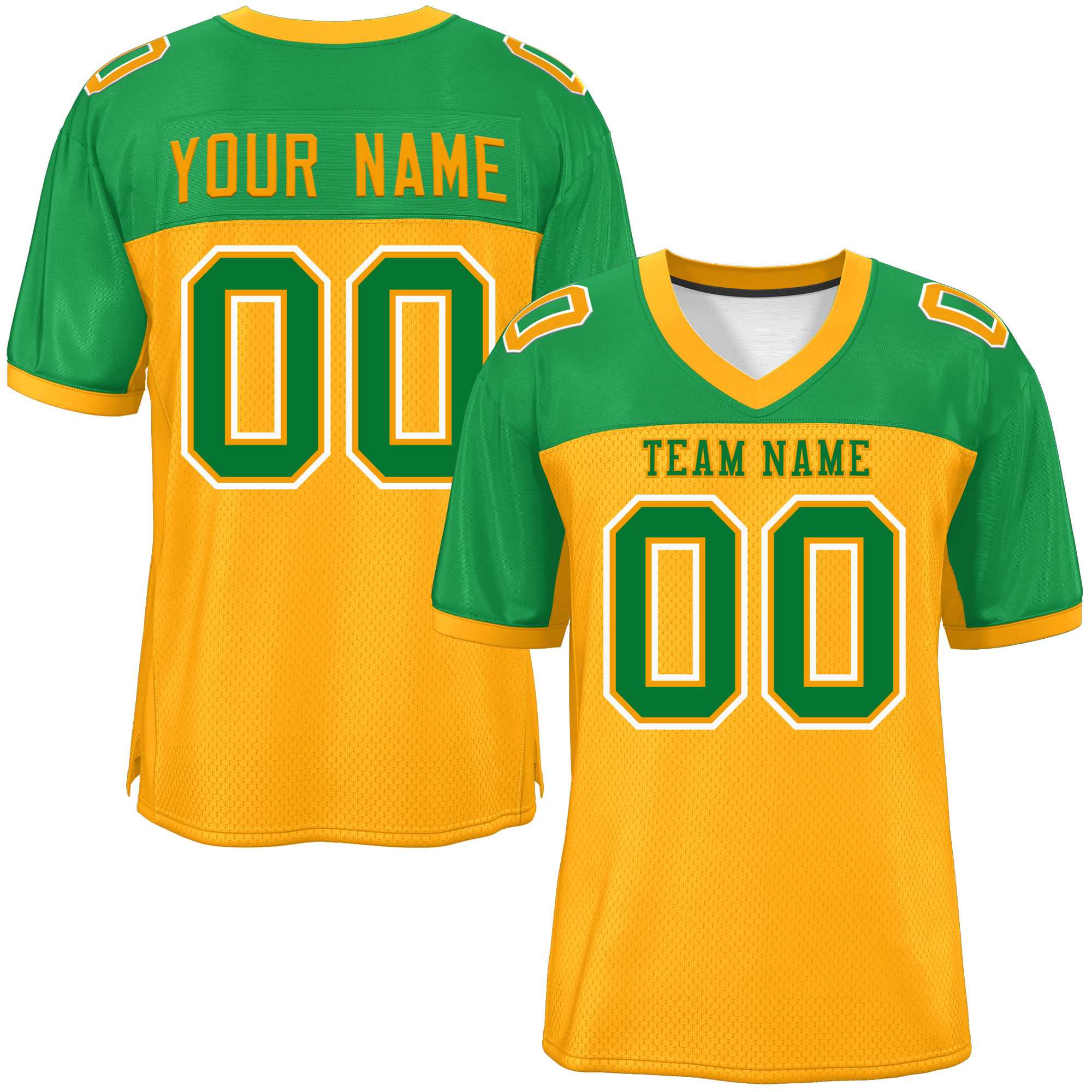 Custom Yellow-Kelly Green Raglan Sleeves Fashion Authentic Football Jersey