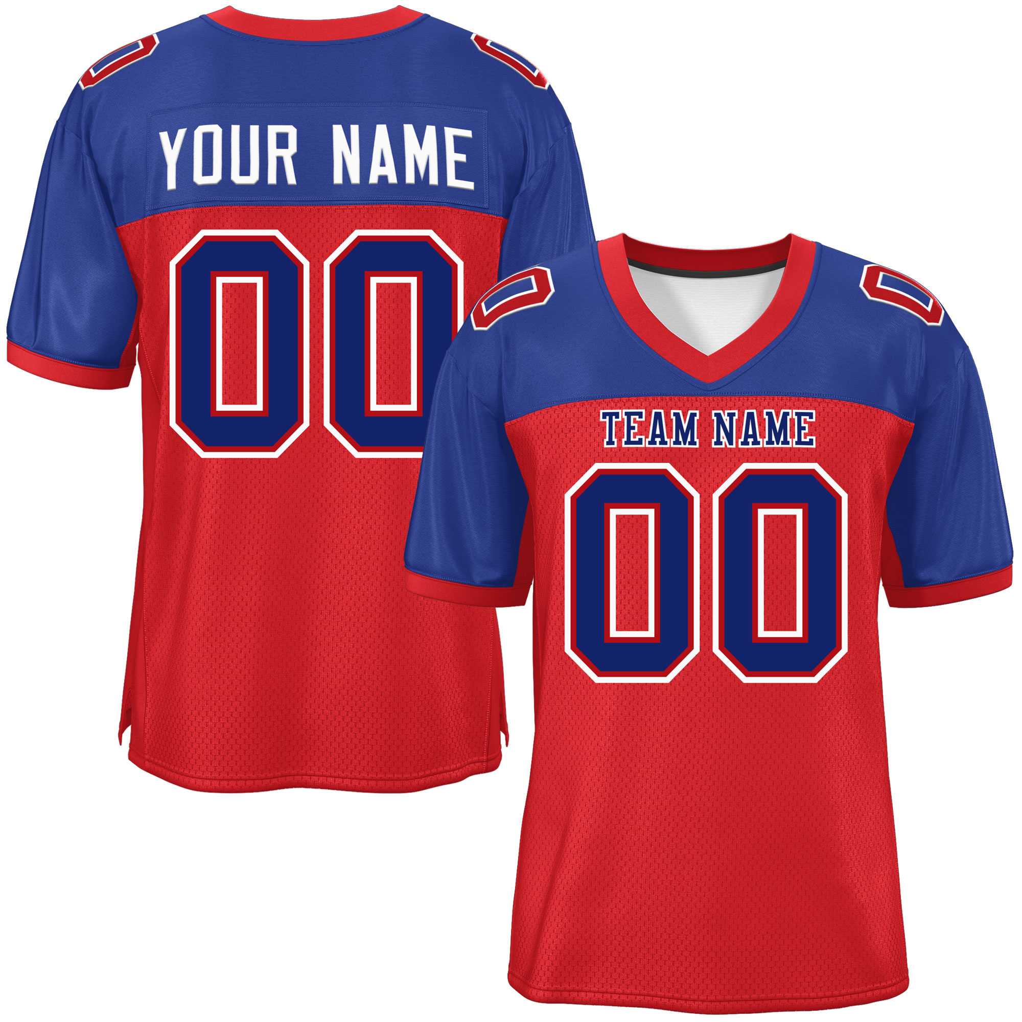 Custom Red-Royal Raglan Sleeves Fashion Authentic Football Jersey