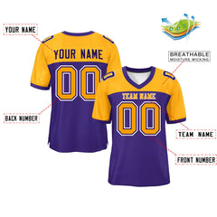 Custom Purple-Yellow Raglan Sleeves Fashion Authentic Football Jersey