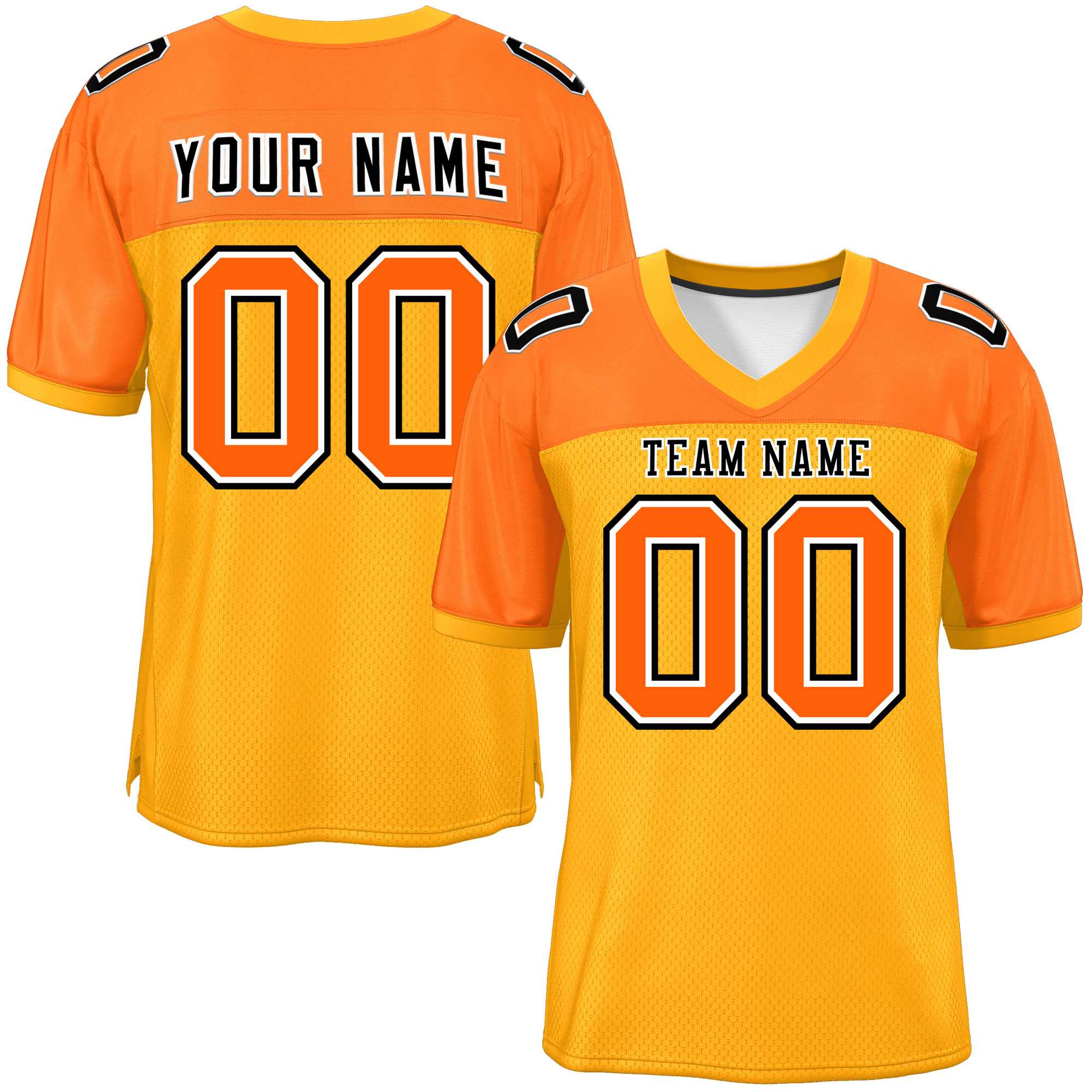 Custom Yellow-Orange Raglan Sleeves Fashion Authentic Football Jersey