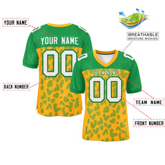 Custom Yellow Kelly Green Raglan Sleeves Personalized Camo Authentic Football Jersey