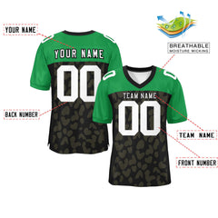 Custom Black Kelly Green Raglan Sleeves Personalized Camo Authentic Football Jersey