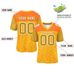 Custom Yellow Orange-Old Gold Raglan Sleeves Personalized Camo Authentic Football Jersey