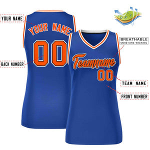 Custom Royal Orange-White Classic Tops Mesh Basketball Jersey for Women