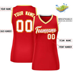 Custom Red White-Gold Classic Tops Mesh Basketball Jersey for Women