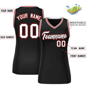 Custom Black White-Red Classic Tops Mesh Basketball Jersey for Women